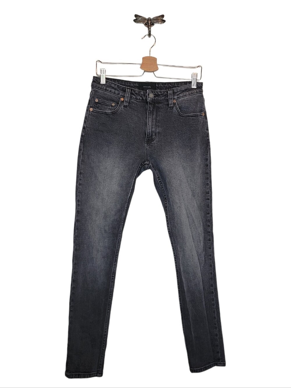 ROLLA’S 29×31 Tim Slims Slim Fit Stretch Jean Taper / Black-Gray Wash